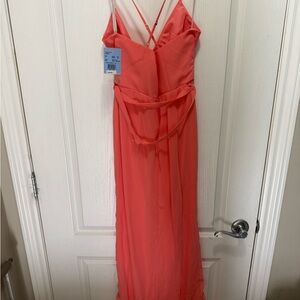 David's Bridal Coral/Salmon Strappy Evening Gown